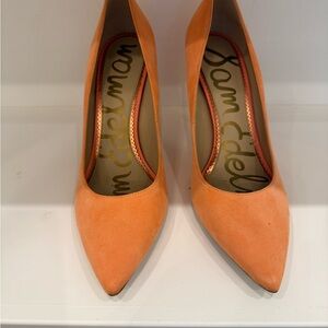 Sam Edelman Orange Suede Pointed-Toe Pumps